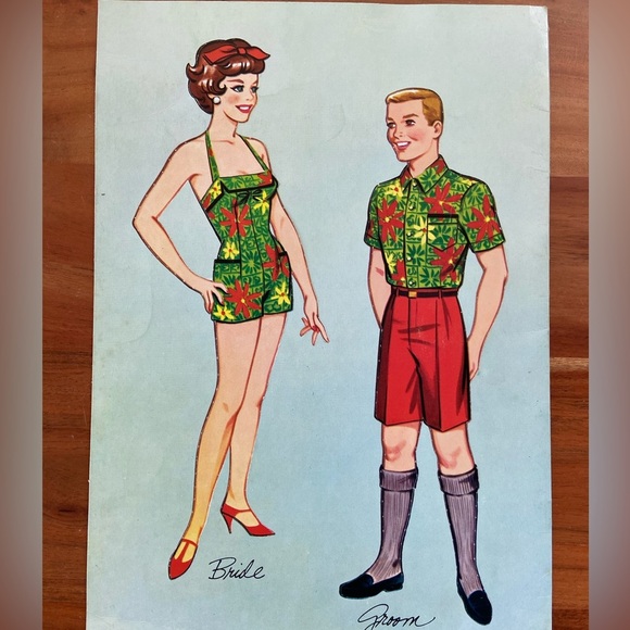 Vintage 50’s/60’s Bride&Groom George Pollard Cut Out Paper Dolls - Picture 3 of 5